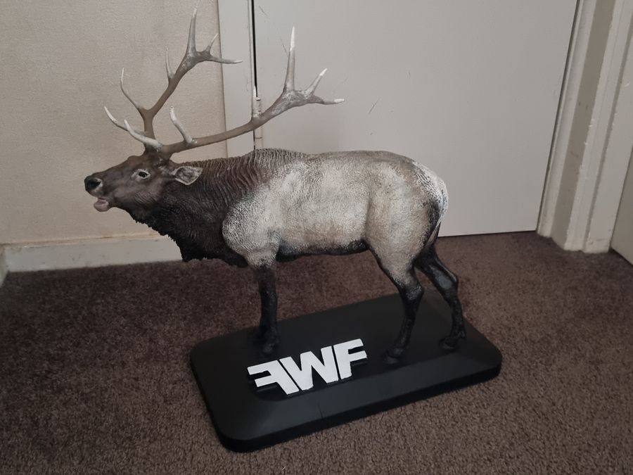 3D printed wapiti scale model on a base
